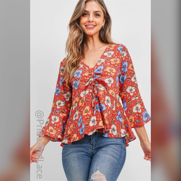 LAST 2️⃣ RED FLORAL TOP - Picture 4 of 5
